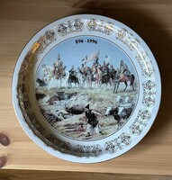 Zsolnay honfoglalás aranyozott falitányér dísztányér