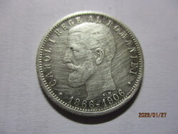 Románia  ezüst  1  Lei 1866-1906  RR