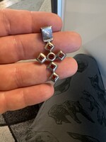 Vintage gránát köves ezüst kereszt