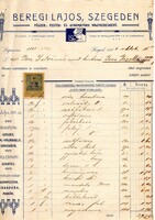 Régi számla: Beregi Lajos Szeged 1906.