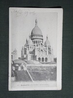 Képeslap,Franciaország,Párizs,Montmartre. - La Basilique du Sacré-Cœur,fogaskerekű sikló,1906-