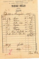 Régi számla: Riesz Béla ásványvíz, Zenta 1919.