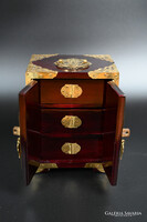 Oriental Jewelry Box with Jade Inlays, Drawer Jewelry Organizer