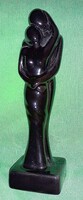 Gyönyörű Art Deco Képcsarnokos mázas kerámia Szerelmes jelenet fekete szín 16 cm képek szerint