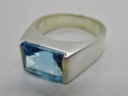 Szépséges régi art deco nagy kék topáz köves ezüst gyűrű