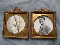 Antik fénykép keret pár díszes réz miniatűr keret párban 1910 körül mini képkeret antik keret