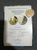 Munkácsy Mihály    KÉPZŐMŰVÉSZET Emlékérem,Színarannyal(Au 999/1000) bevont réz ötvözet,tükörveret