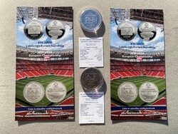 2021 XVI. UEFA Labdarúgó Európa-bajnokság 10000+2000 Ft ezüst-színesfém emlékérme pár, certi, pros.