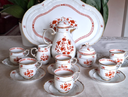 Hollóházi scarbantia kézzel festett kávéskészlet