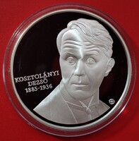 2010 évi 5.000 Forint tükörveret UNC. Kosztolányi Dezső. 1 uncia 925% ezüst.