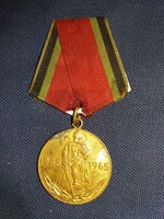Régi CCCP orosz kitüntetés - 1945 -65 II.vh. HÚSZ ÉVES KATONA VETERÁN KITÜNTETÉS - a képek szerint
