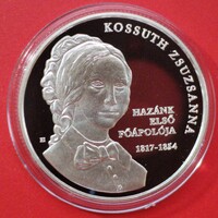 2017 évi 10.000 Forint tükörveret UNC. Kossuth Zsuzsanna. 1 uncia 925% ezüst.