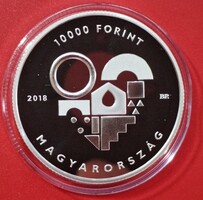 2018 évi 10.000 Forint tükörveret UNC. Családok éve. 1 uncia 925% ezüst.