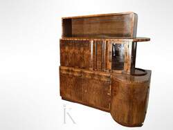 Dió furnéros Art deco nappali szekrény