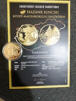 HAZÁNK KINCSEI ,HUNGARIA Emlékérem,Színarannyal bevont(Au999/1000) réz ötvözet