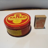 Retro Tango parketta, linóleum és bútorpaszta pléh doboz tartalommal KHV pipere a9