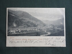 Képeslap,Ausztria,Matrei,Brennerbahn,Brenner vasútvonal,városi látkép,részlet,1899-