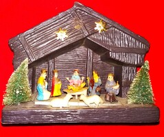 Retro Kisebb méretű műanyag BETLEHEM karácsonyi fa alatti ünnepi dísz 21x 18 állapot a képek szerint