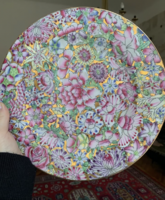 Antik Mille Fleur Famille Rose kínai porcelán tányér 30 cm átmérőjű
