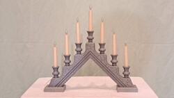 Gnosjo Konstsmide Sweden, elektromos karácsonyi gyertya piramis, 7 LED égővel, ezüst