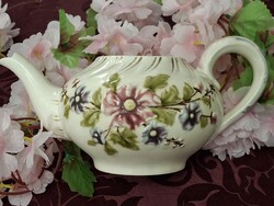 Antik Zsolnay családi pecsétes teás kiöntő virágos