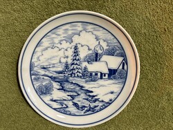 Hutschenreuther porcelán falitányér, falidísz  "Falu télen"