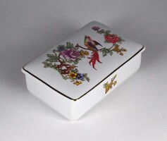 1Y916 Régi paradicsommadár mintás fehér Hollóházi porcelán bonbonier