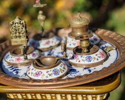 Antik gyertyatartó gyufatartô, sètálògyertyatartò set