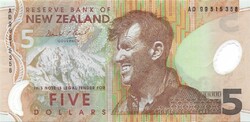5 dollár 1999-2005 Új Zéland D.T. Brash polymer