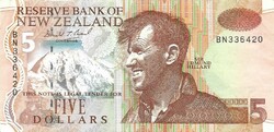 5 dollár 1992-97 Új Zéland D.T. Brash Gyönyörű
