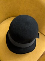 Retro fekete női gyapjú kalap-55 cm-es
