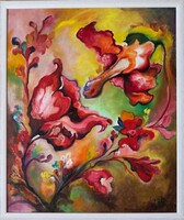 Gombor József festmény (olaj) aláírt, dedikált