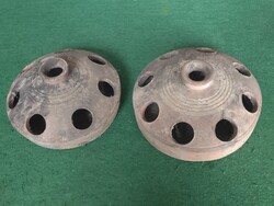 2 Pieces of old ceramic chicken drinker - hen drinker