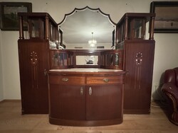 ANTIK GYÖNGYHÁZ BERAKÁSOS SZECESSZIÓS MÁRVÁNYLAPOS TÁLALÓ SZEKRÉNY