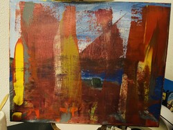 Kikötő,akril kép 35x29
