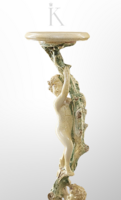 Antique style figurative statue pedestal with putto figures