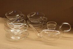 Wilhelm Wagenfeld Bauhaus jénai Saale-glas üveg teáskészlet