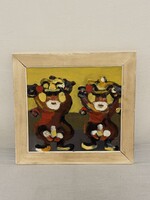 Schéner Mihály Bohócok Olajfestmény 1923 - 2009,