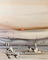 Yves Tanguy: Lassú nap 1937 absztrakt szürrealista tájkép festmény reprodukció vászonkép nyomat