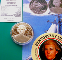 2021 - Benyovszky Móric - Ag.925 emlékérme - PP– kapszulában + MNB prospektus