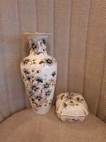 Zsolnay búzavirágos váza és bonbonier