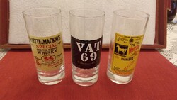 Glass whiskey labeled glass 3 pcs