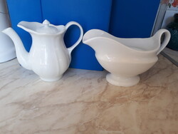 Porcelán kávés és szószos kiöntők, hibátlan fehér színű