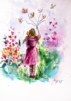 Kovács Anna Brigitta: Love -  watercolor painting -Szeretet - akvarell festmény