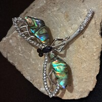 Ezüstözött abalone  bross 5 cm-es