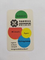 VASVILL Kereskedelmi Vállalat - Debrecen, Miskolc, Eger, Nyíregyháza 1976. évi kártyanaptár