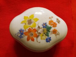 Antik Drasce biedermeier porcelán lábas virágmintás bonbonier 12 x 10 x 6 cm képek szerint