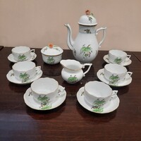 Herendi hecsedli, csipkebogyó mintás porcelán teáskészlet, teás készlet