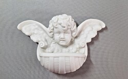 Antique Baroque Bisque Porcelain Wall Holy Water Container