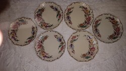 RITKA- Zsolnay( 6 db tányér) sütis?v.teás alátét? átmérő 15 cm- virágminta DÚS aranykontur aranyozás